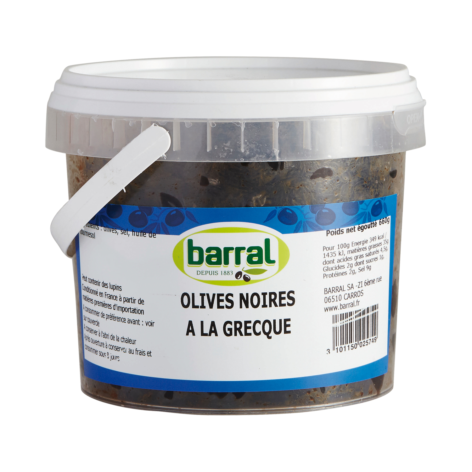 Olives noires à la grecque - Barral