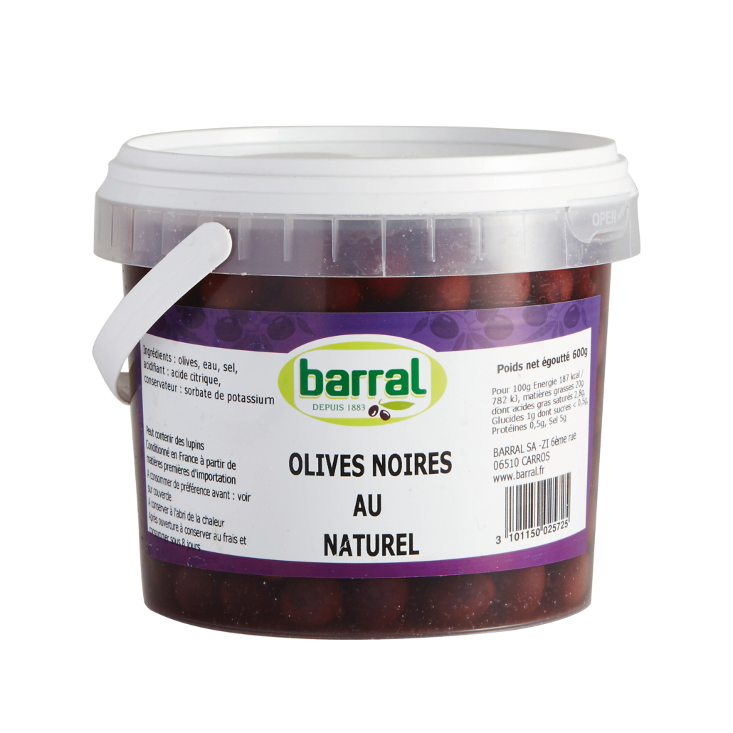 Olives noires au naturel Barral